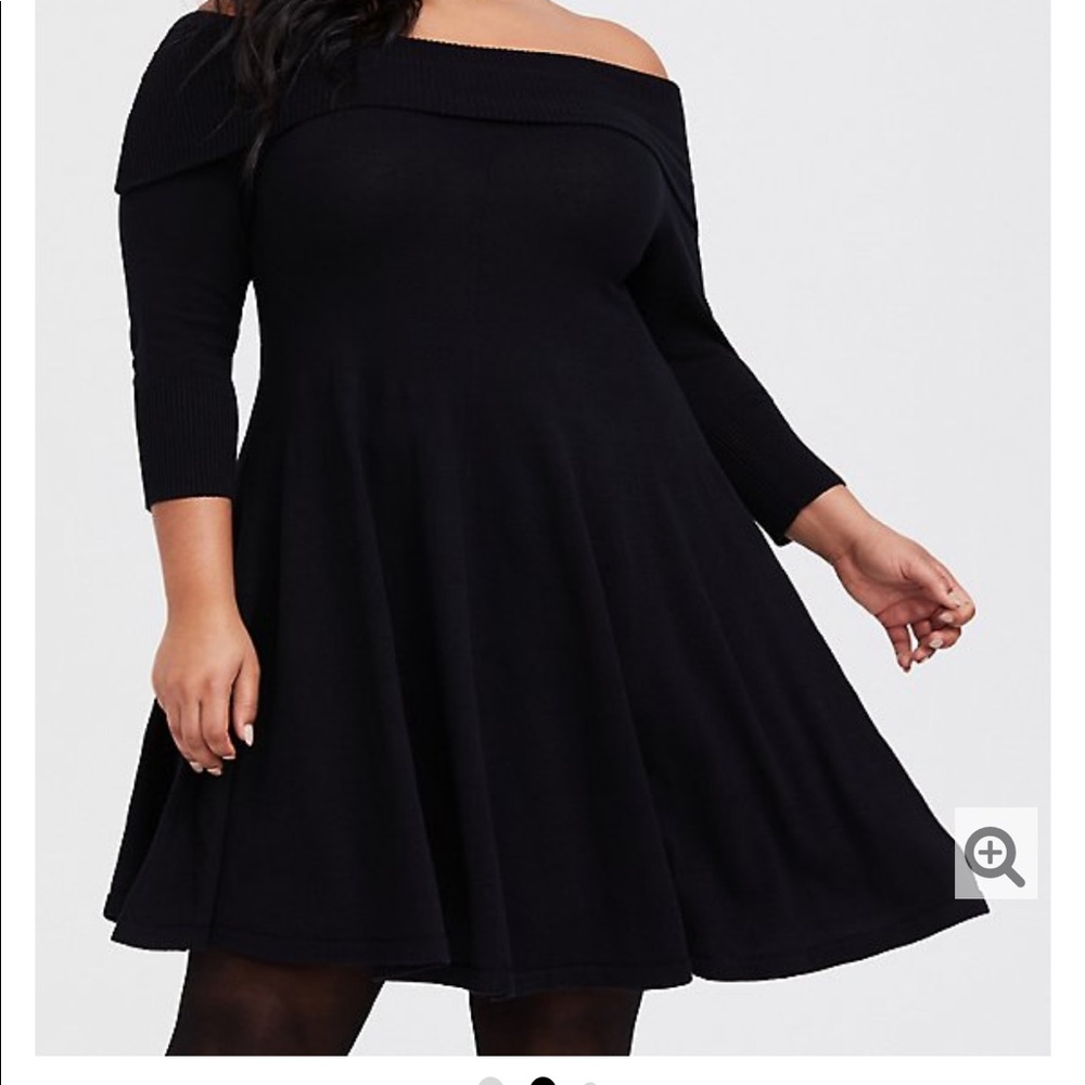 Torrid Black Off the Shoulder Sweater Dress
